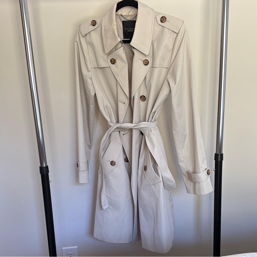 Talbots Cream Trench Coat with Belted Waist